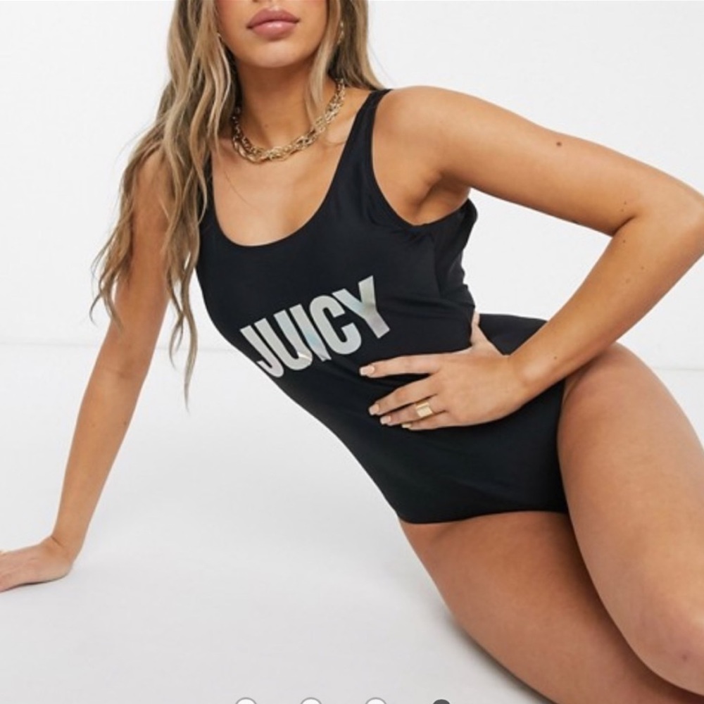 Juicy Couture Plunge Back Foil One-Piece Classic Swimsuit for Women